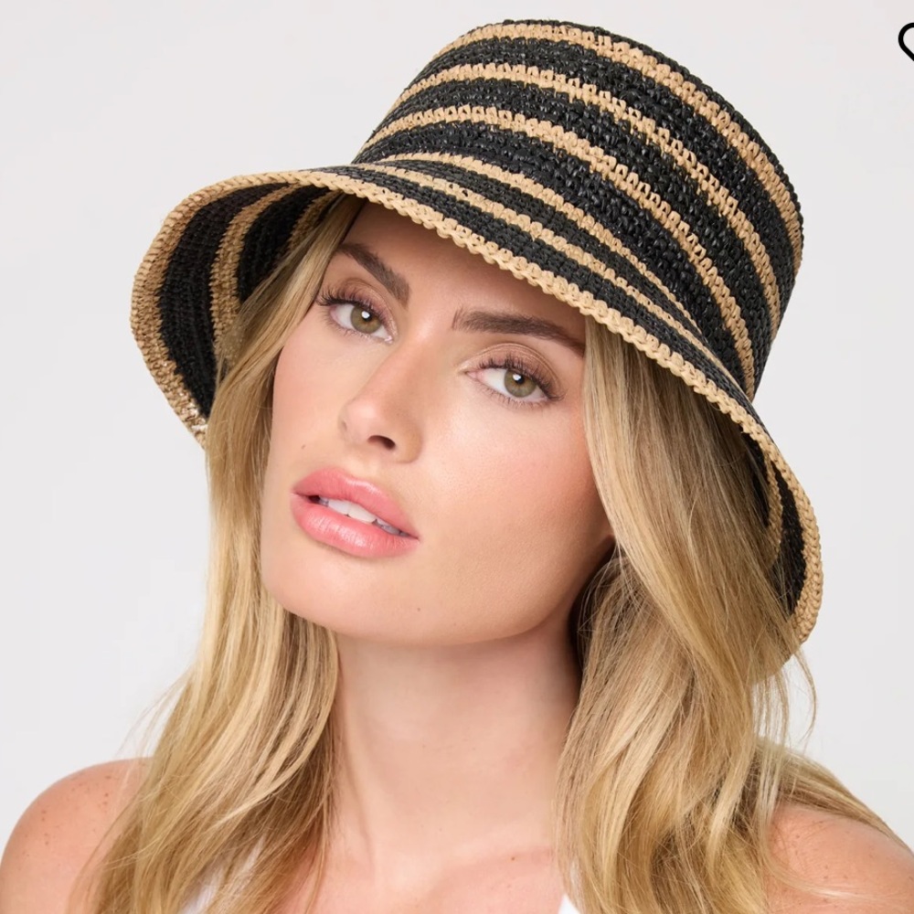 L*Space Black and Tan Striped Bucket Hat